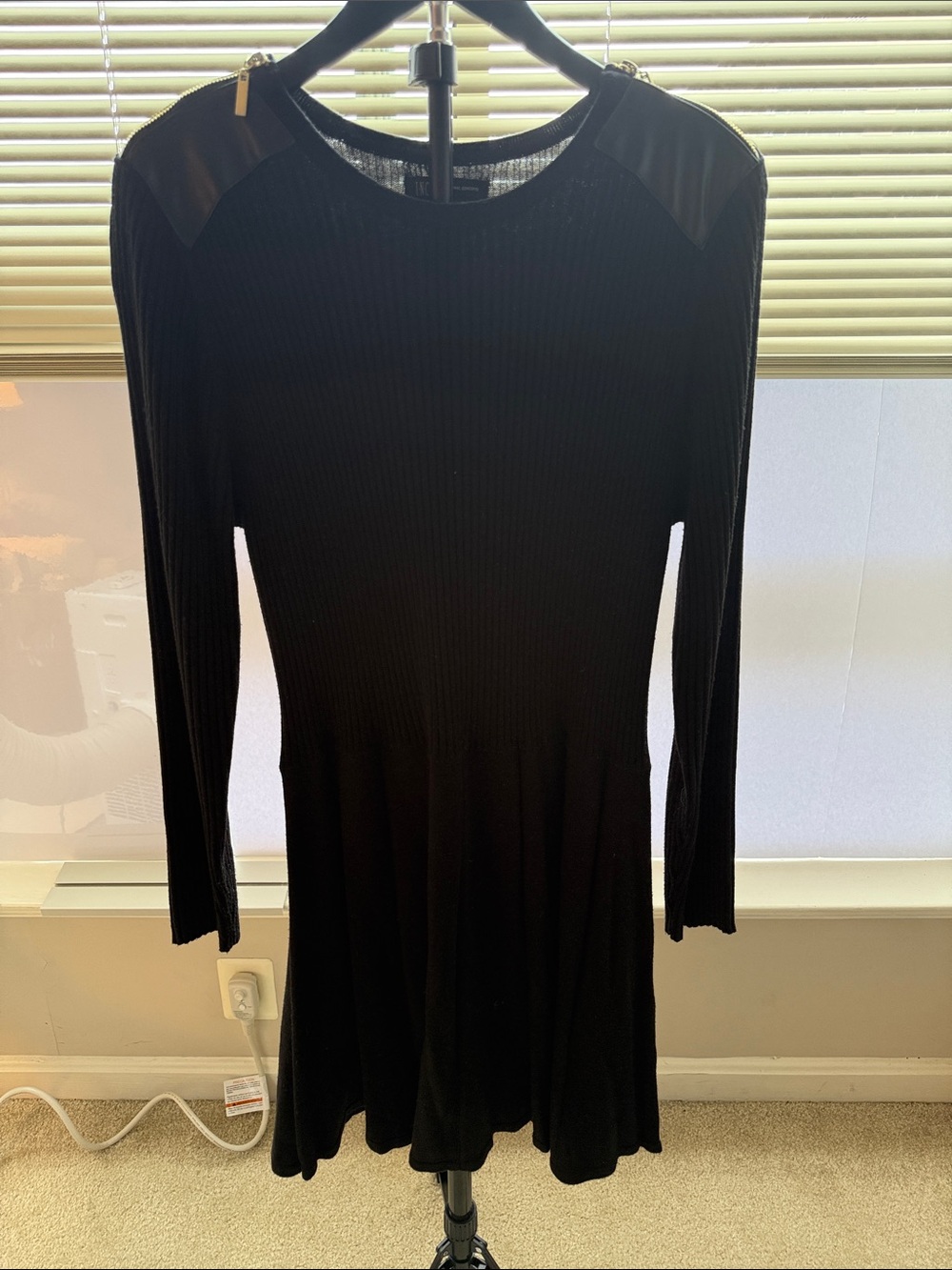 INC (International Concepts) Black Ribbed Sweater Dress